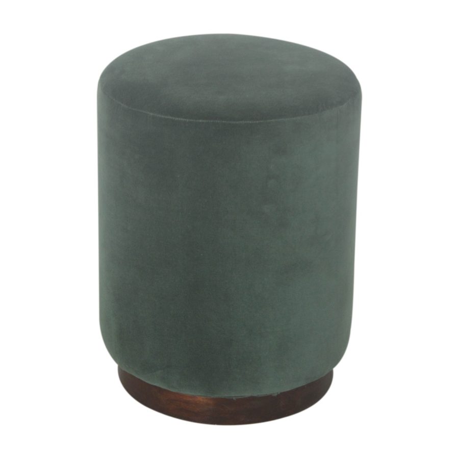 Emerald Footstool with Wood Base - Image 9