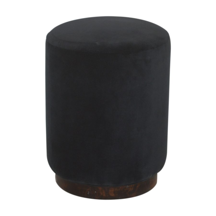 Black Velvet Wooden Base Footstool - Image 9