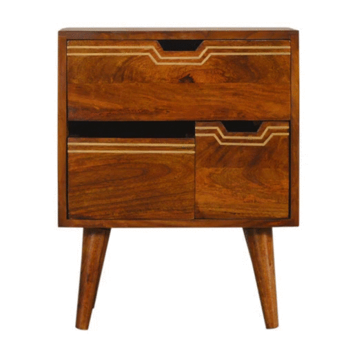 Multi Chestnut Bedside with Removeable Drawers