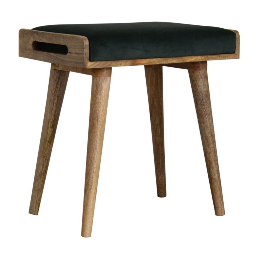 Emerald Velvet Tray Style Footstool - Image 4