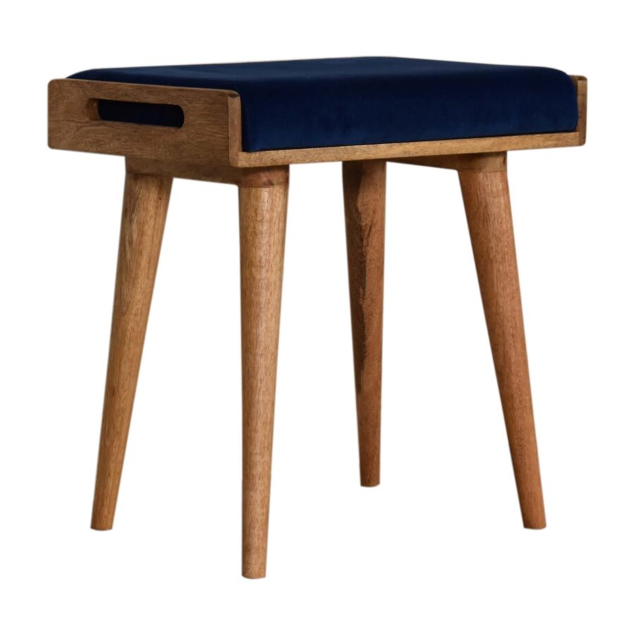 Royal Blue Velvet Tray Footstool - Image 3