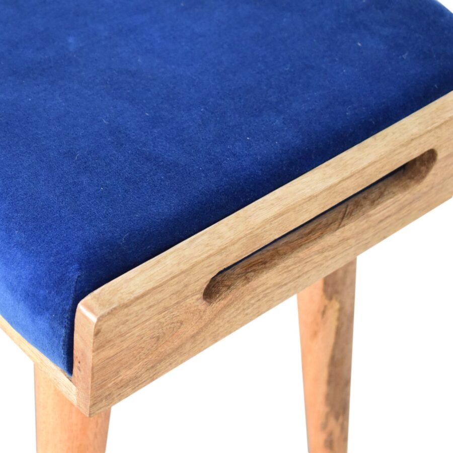 Blue Velvet Tray Style Footstool