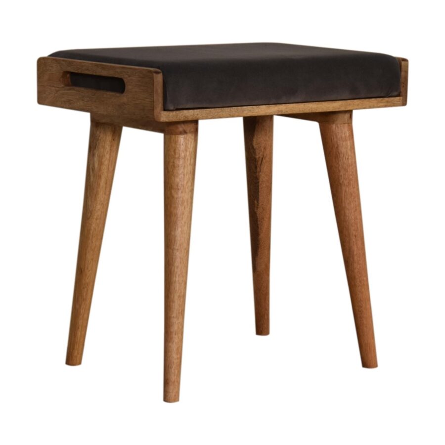 Grey Velvet Tray Style Footstool - Image 2