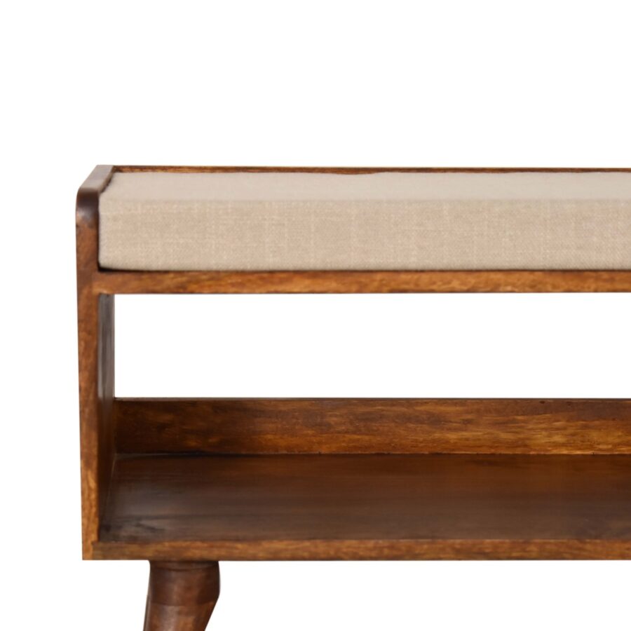 Chestnut Bench with Mud Linen Seat Pad