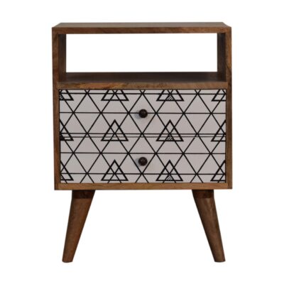 Triangular Printed Bedside with Open Slot