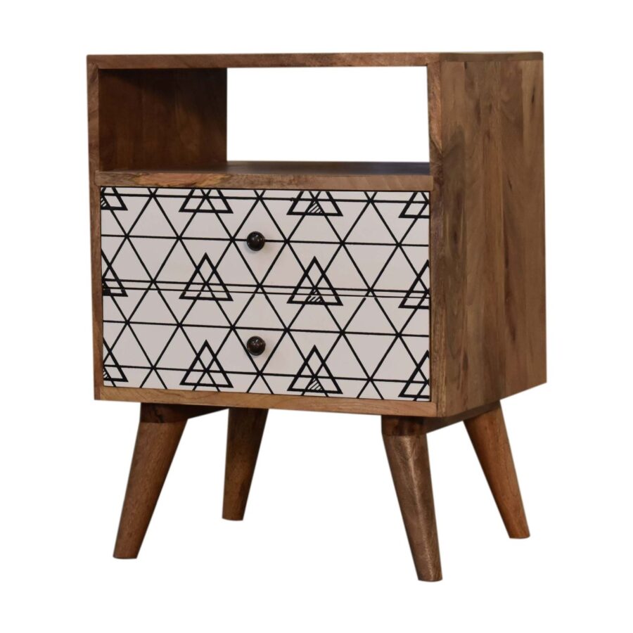 Triangular Printed Bedside with Open Slot