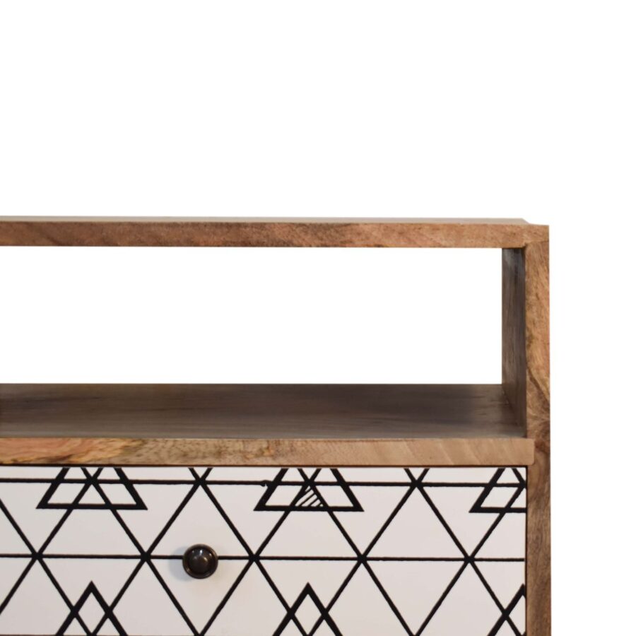 Triangular Printed Bedside with Open Slot