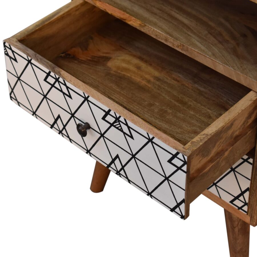 Triangular Printed Bedside with Open Slot