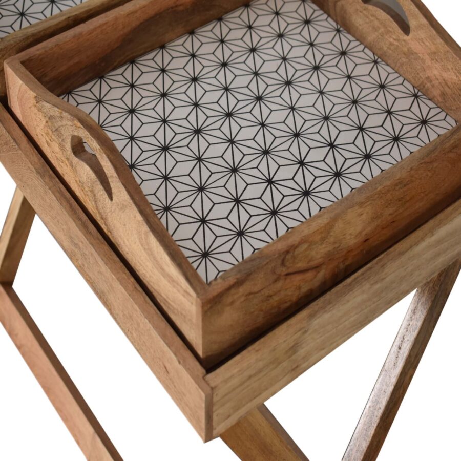 Geometric Screen Printed Butler Tray Table