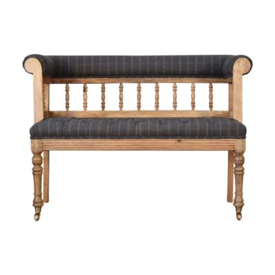 Pewter Tweed Deep Button Hallway Bench