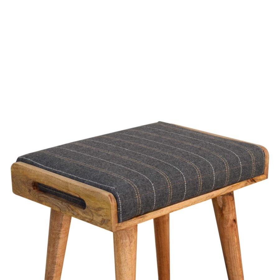 Pewter Tweed Solid Wood Footstool