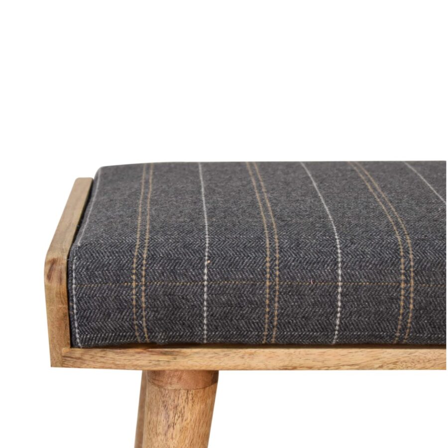 Pewter Tweed Solid Wood Footstool