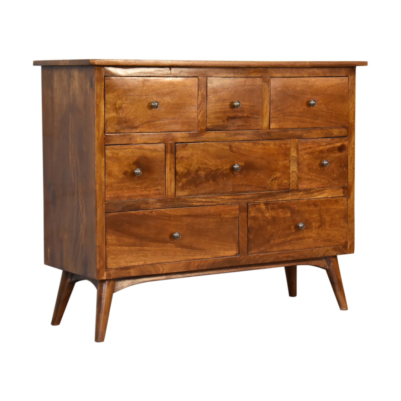 Chestnut Solid Wood 8 Drawer Chest dropshipping Artisan furniture UK