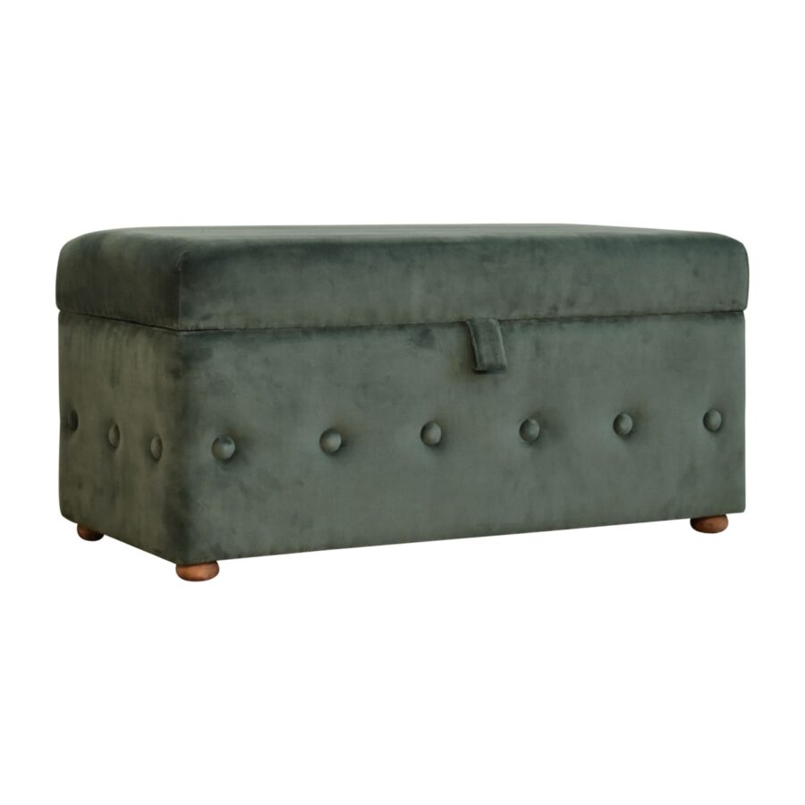 emerald green lid up cotton velvet ottoman