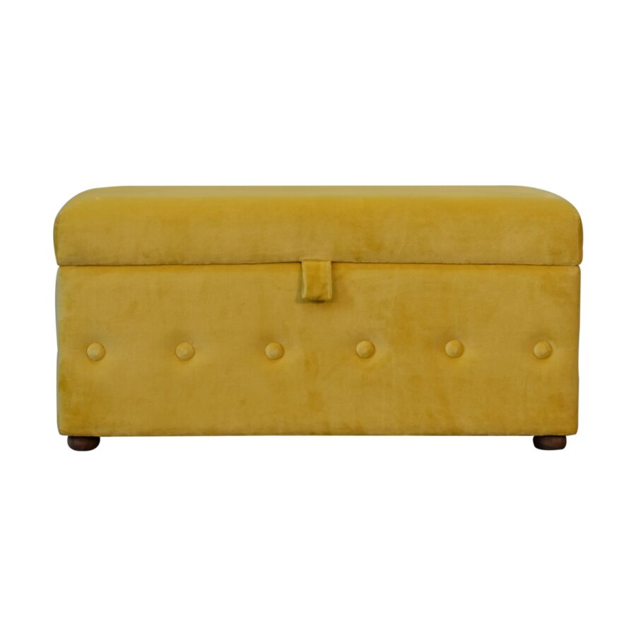 mustard lid up cotton velvet ottoman