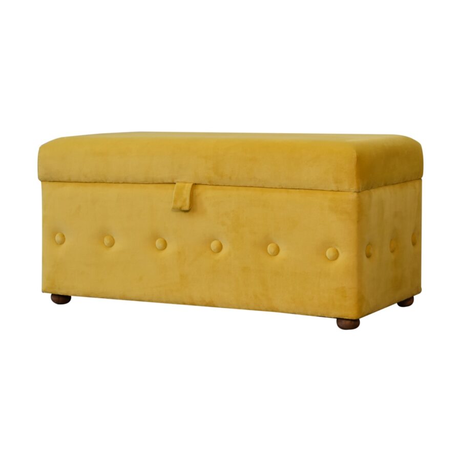 mustard lid up cotton velvet ottoman