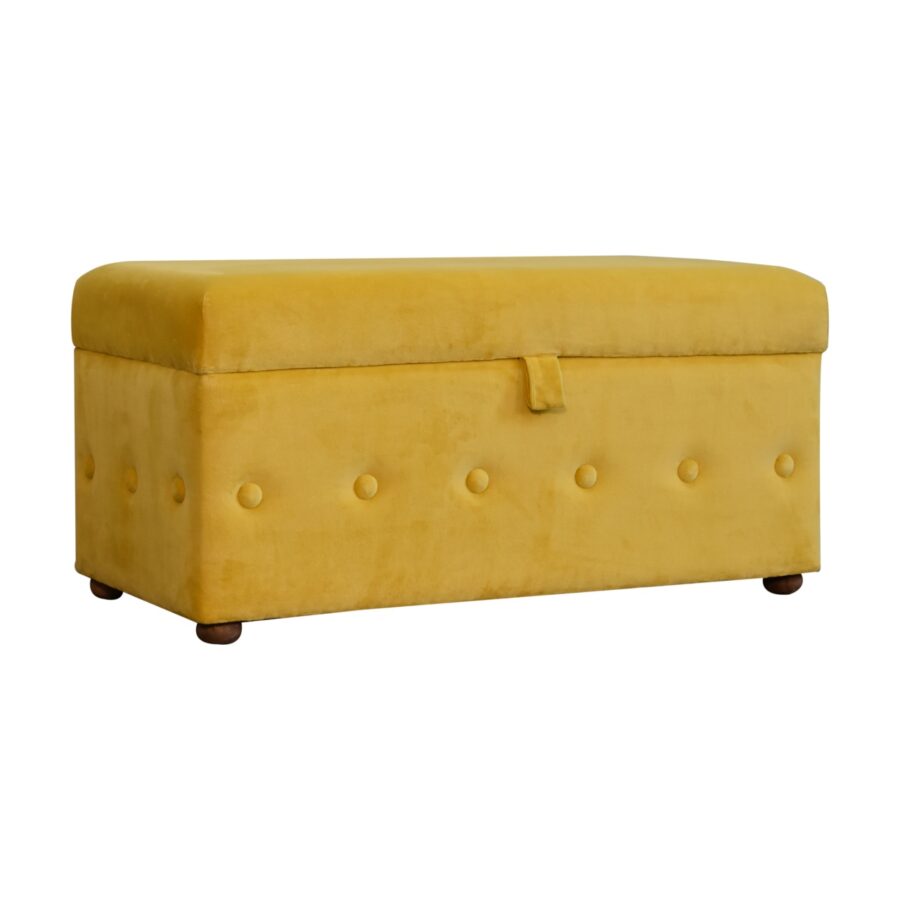 mustard lid up cotton velvet ottoman