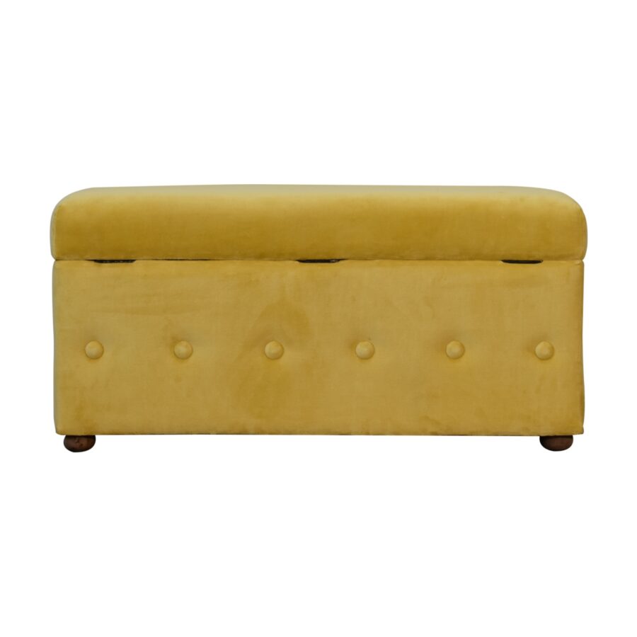 mustard lid up cotton velvet ottoman