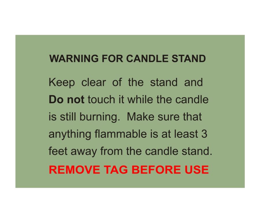 varoitus kynttilänjalustalle