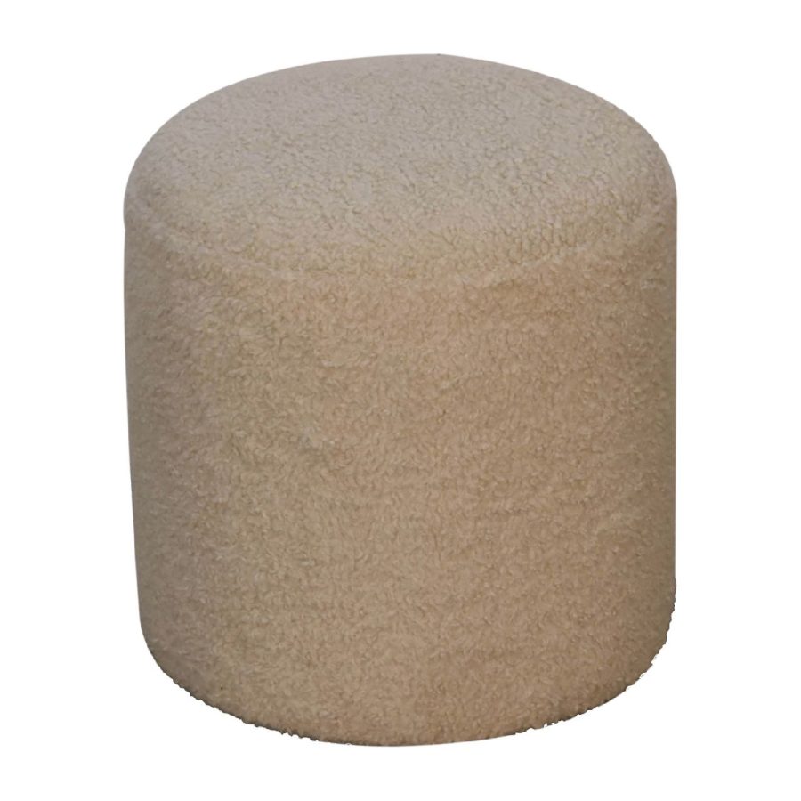 Boucle Cream Round Footstool - Image 11