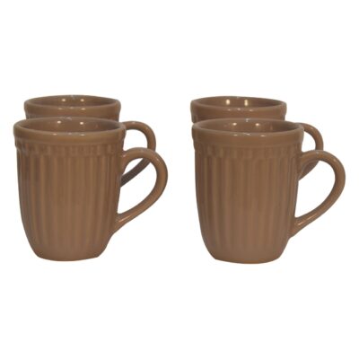 in3104 beige ribbed mug set of 4