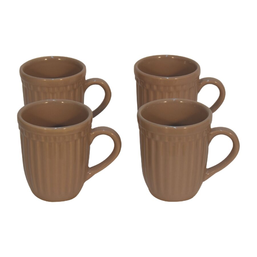 in3104 beige ribbed mug set of 4