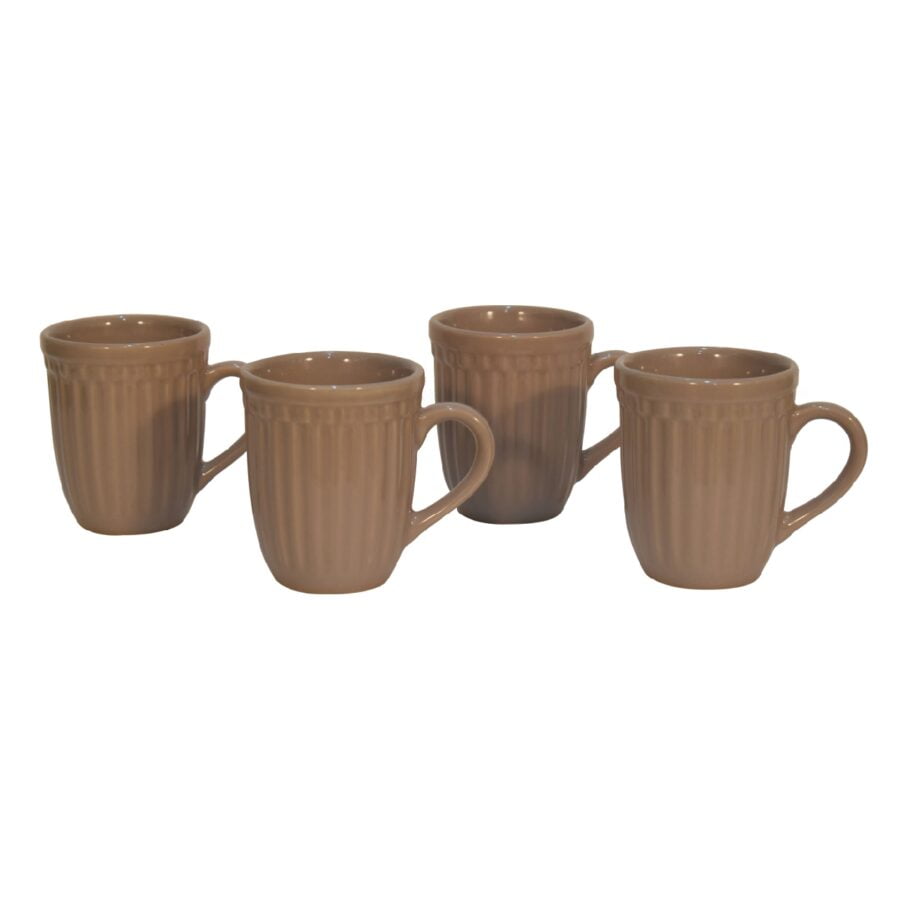 in3104 beige ribbed mug set of 4