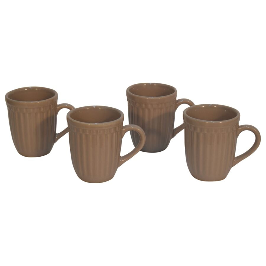 in3104 beige ribbed mug set of 4