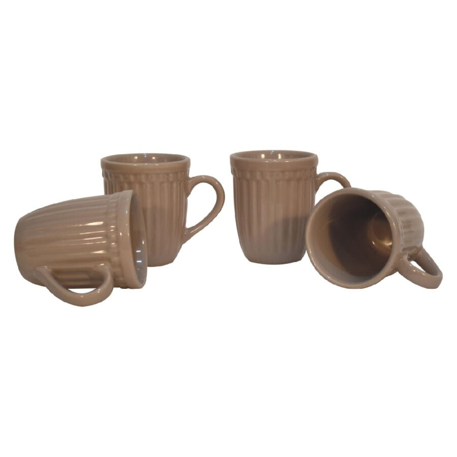 in3104 beige ribbed mug set of 4