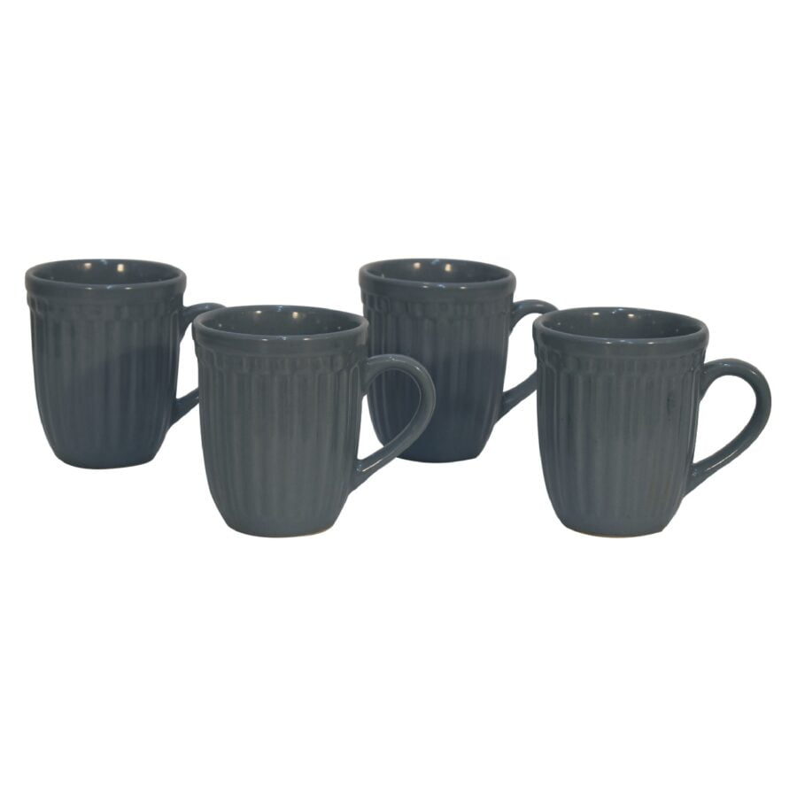 in3106 charcoal grey ribbed mug set of 4