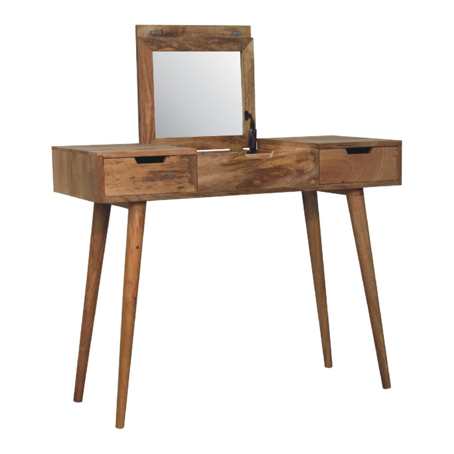 in3348 oak ish dressing table with foldable mirror
