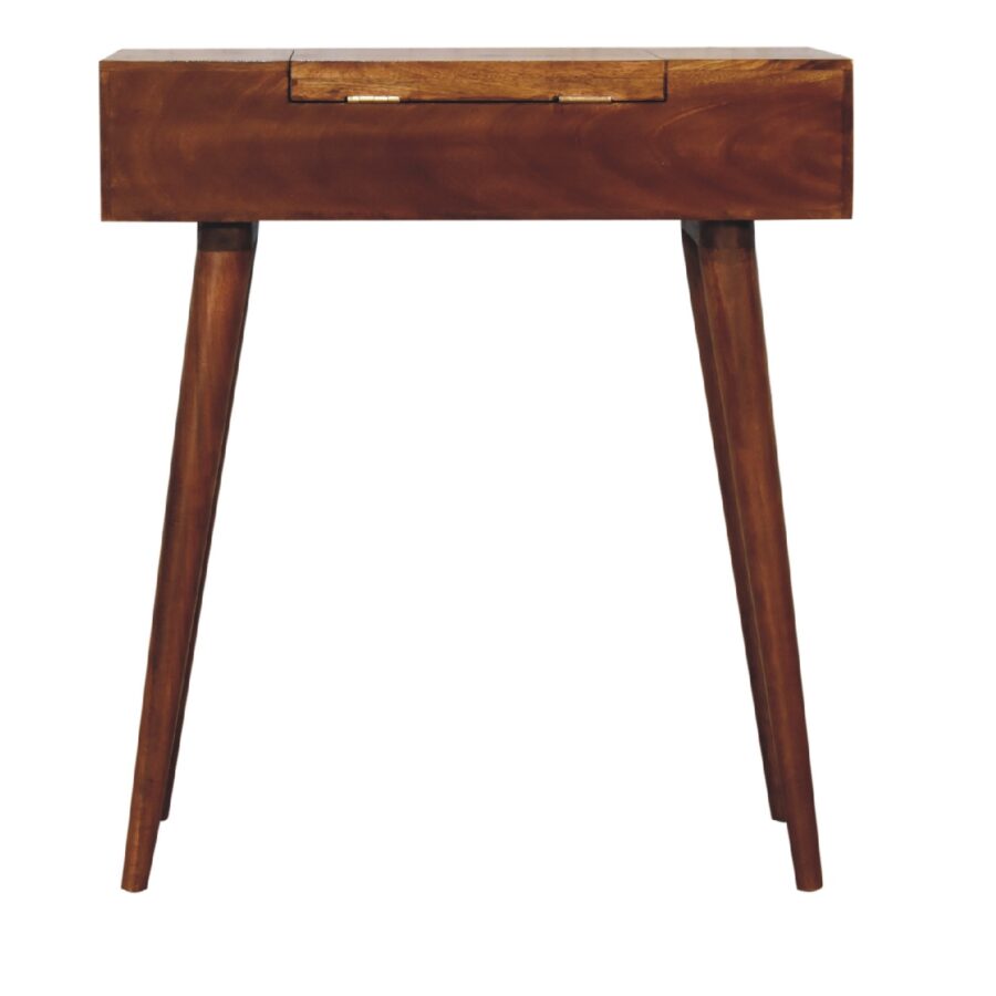 in3357 mini chestnut dressing table with foldable mirror