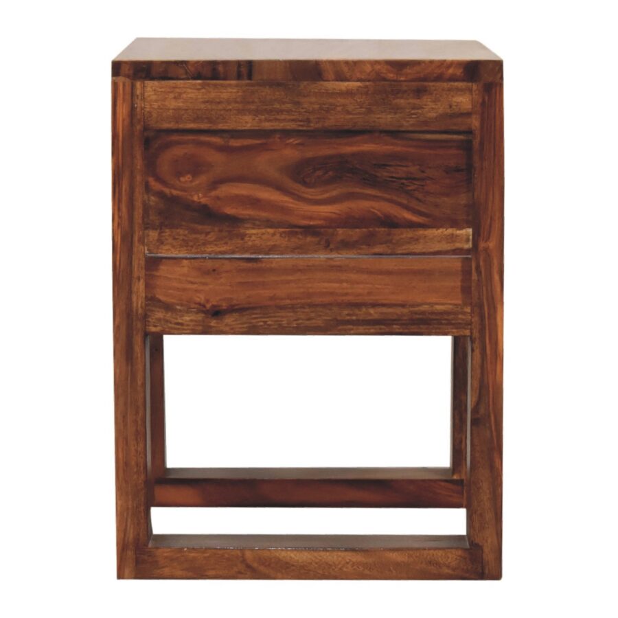in3378 square honey finish bedside with u shape feet