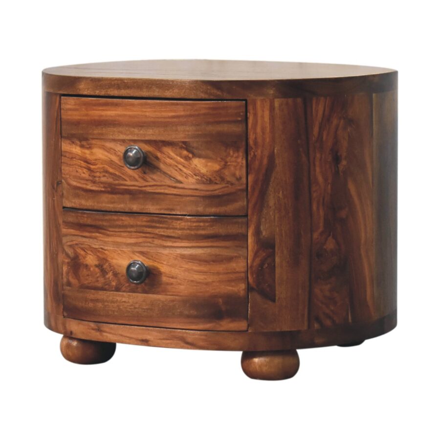 in3379 round honey finish bedside with bun feet