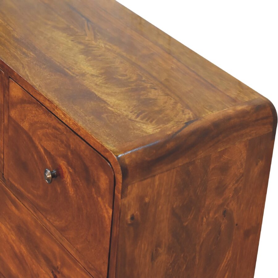 in3406 2 over 3 curved chestnut chest