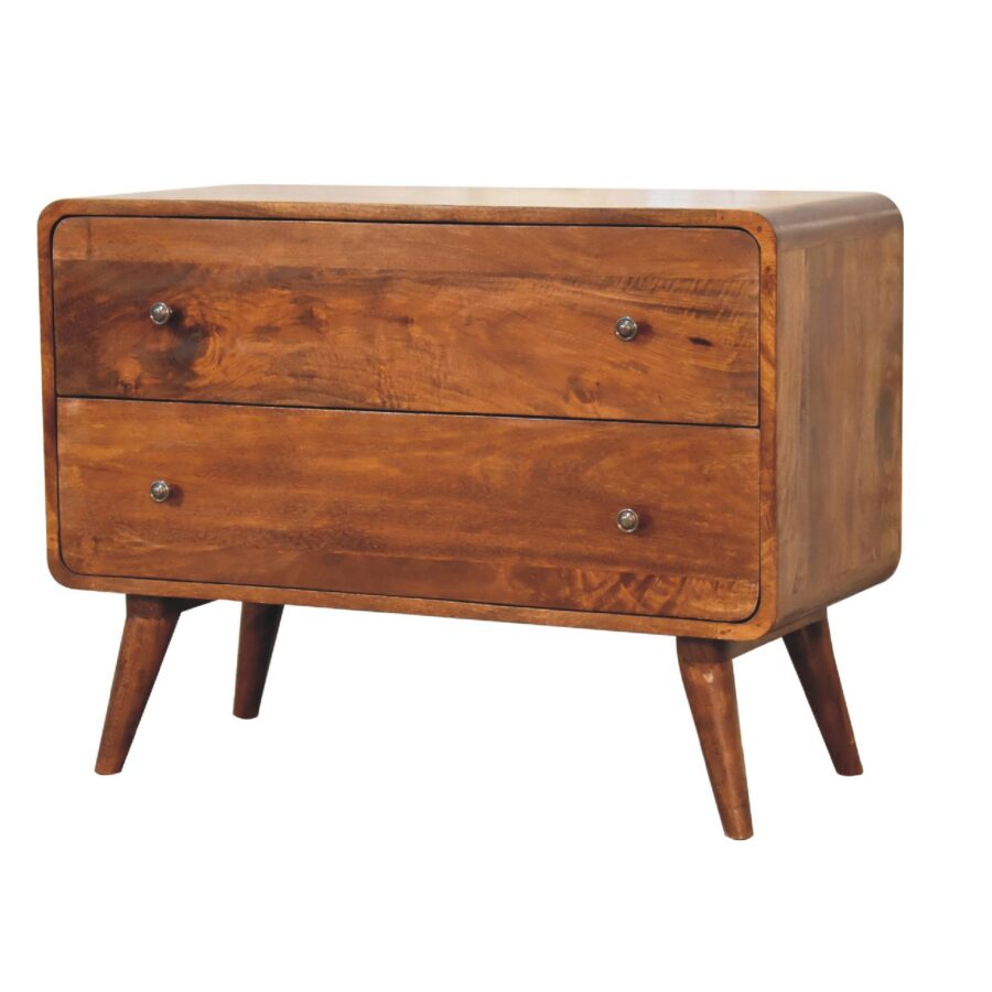 in3410 2 drawer curved chestnut chest