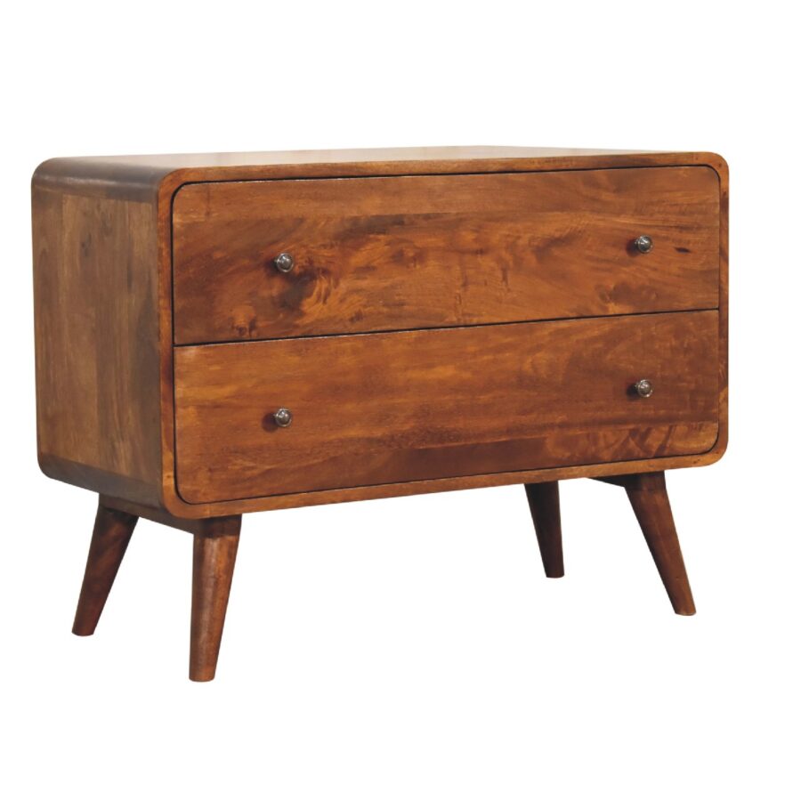 in3410 2 drawer curved chestnut chest