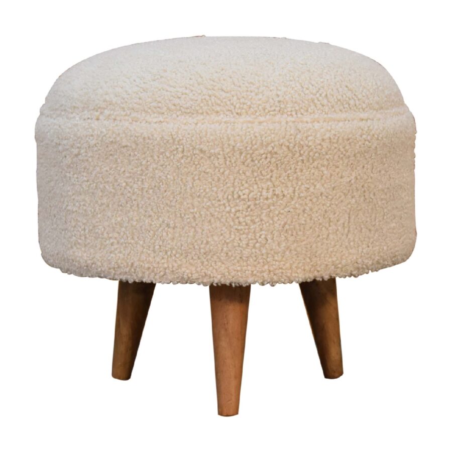 in3436 boucle cream rounded footstool
