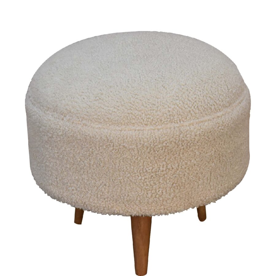 in3436 boucle cream rounded footstool