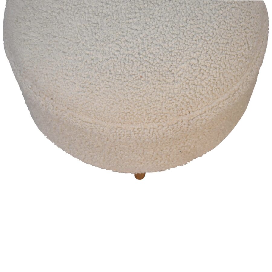 in3436 boucle cream rounded footstool