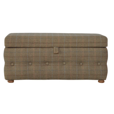 in076 multi tweed deep button footstool