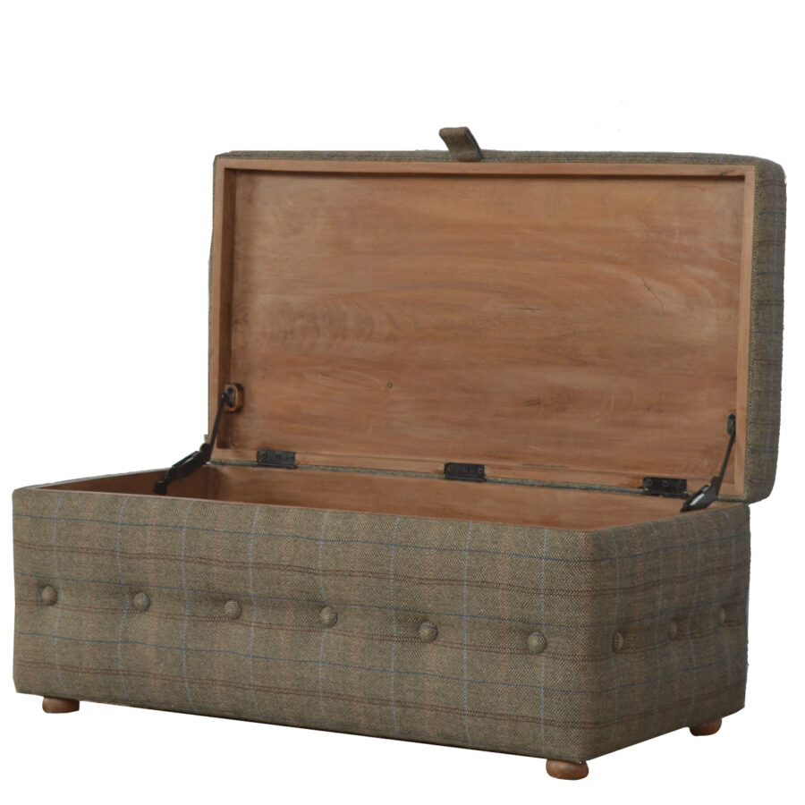 in076 multi tweed deep button footstool