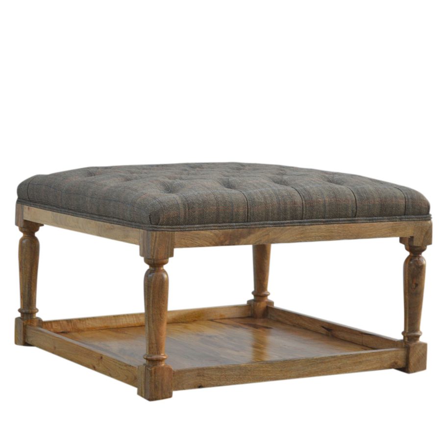 in082 multi tweed footstool with shelf