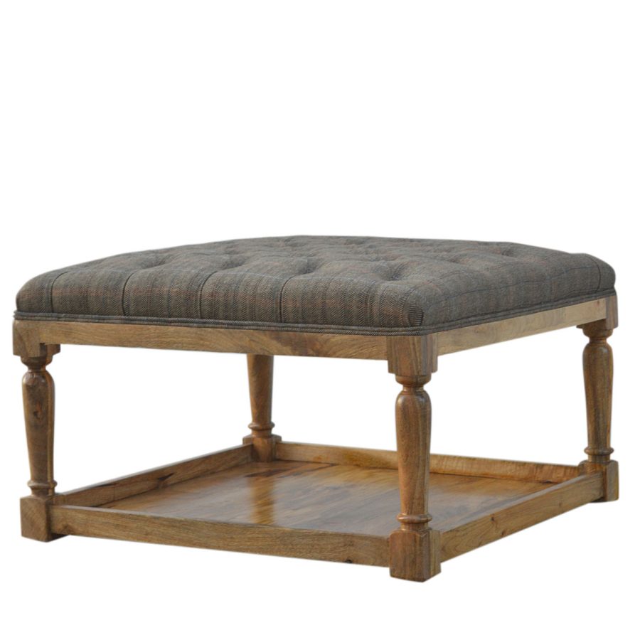 in082 multi tweed footstool with shelf