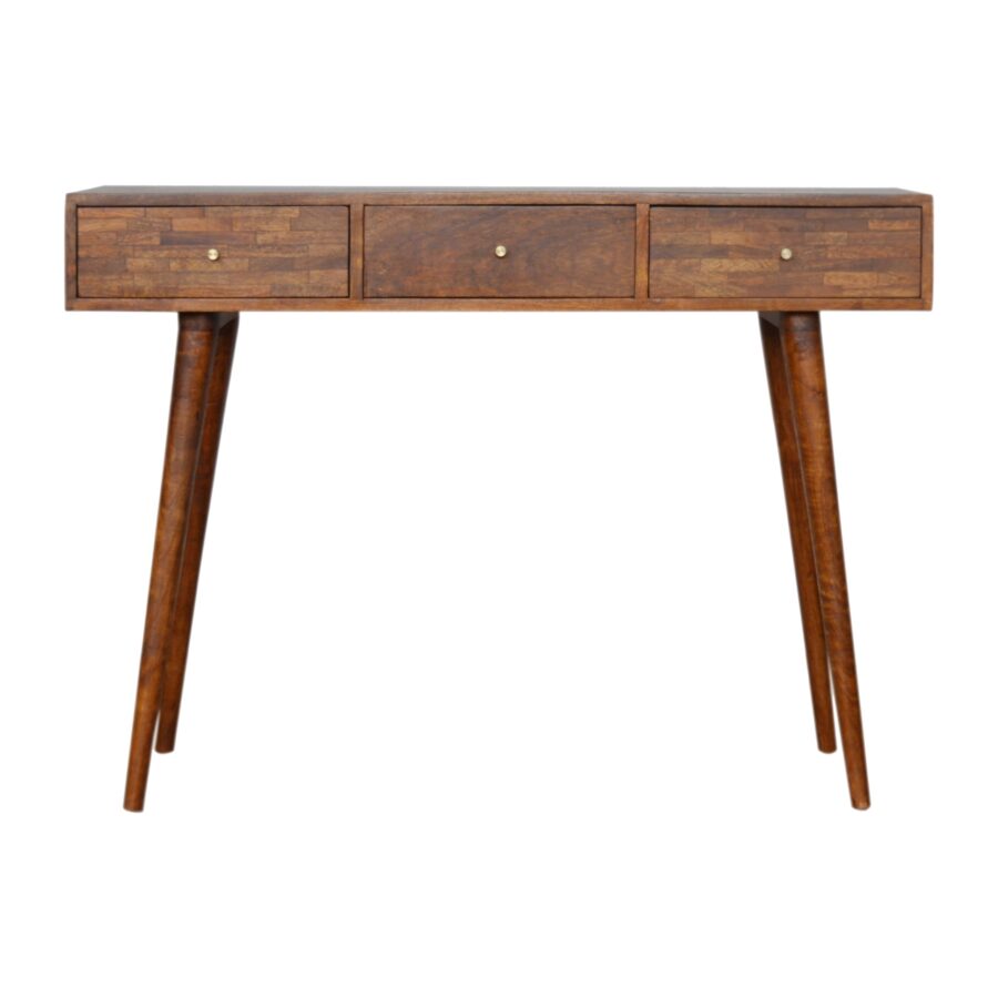 in1002 3 drawer assorted chestnut console table