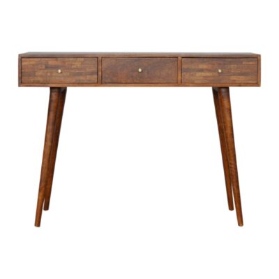 in1002 3 drawer assorted chestnut console table