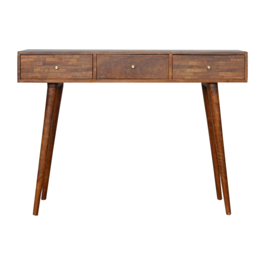 in1002 3 drawer assorted chestnut console table