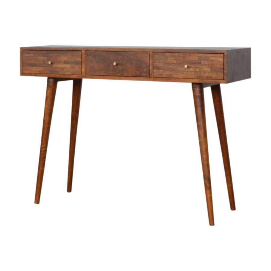 in1002 3 drawer assorted chestnut console table