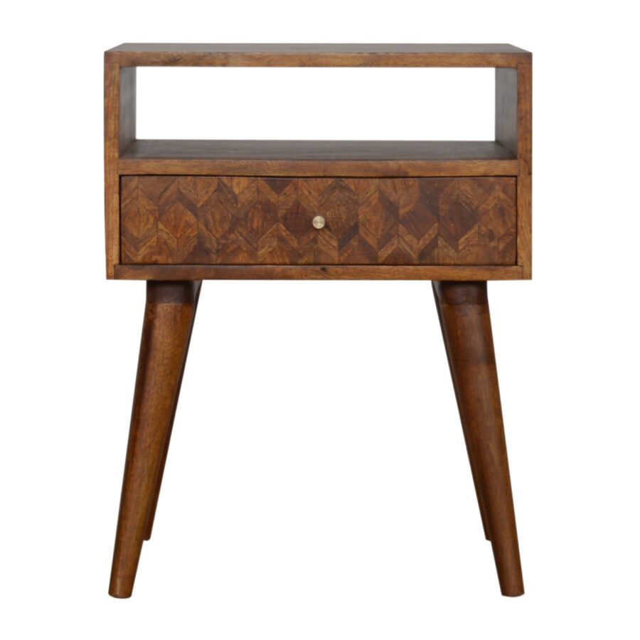 in1007 assorted chestnut bedside with open slot