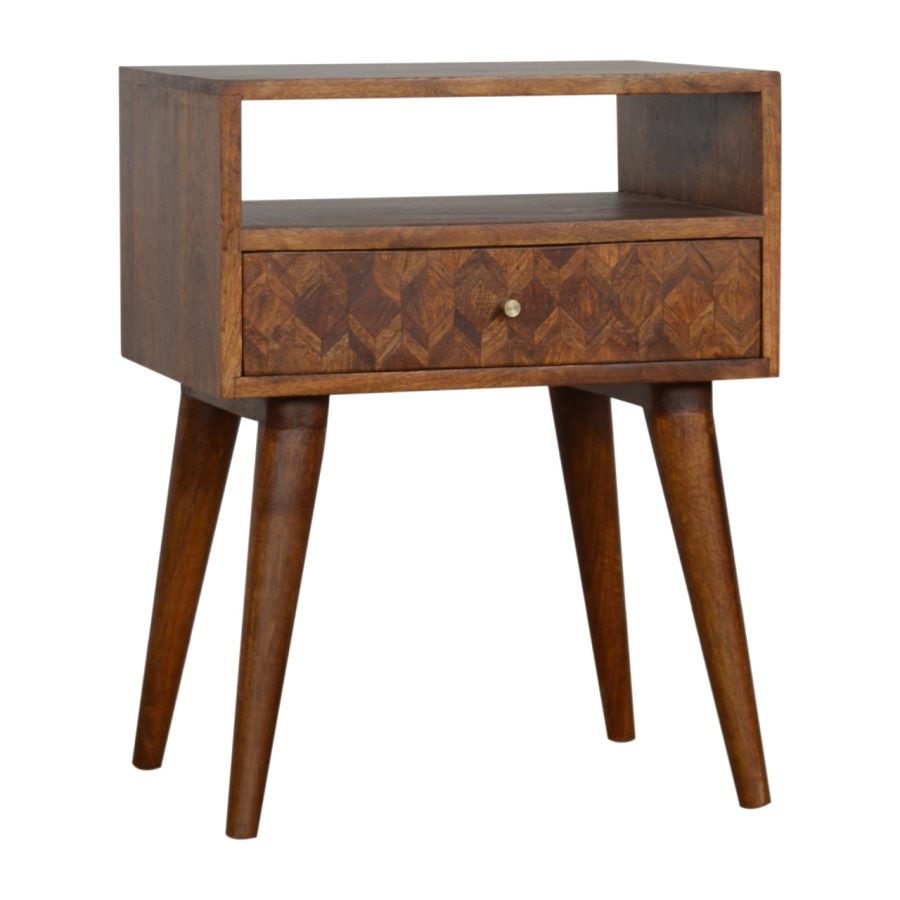 in1007 assorted chestnut bedside with open slot